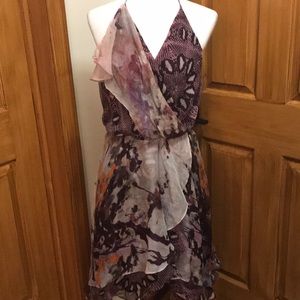 haute hippie abstract print halter dress